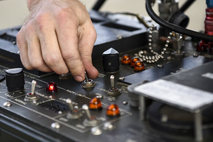 T-38 Talon mechanic works on aircraft