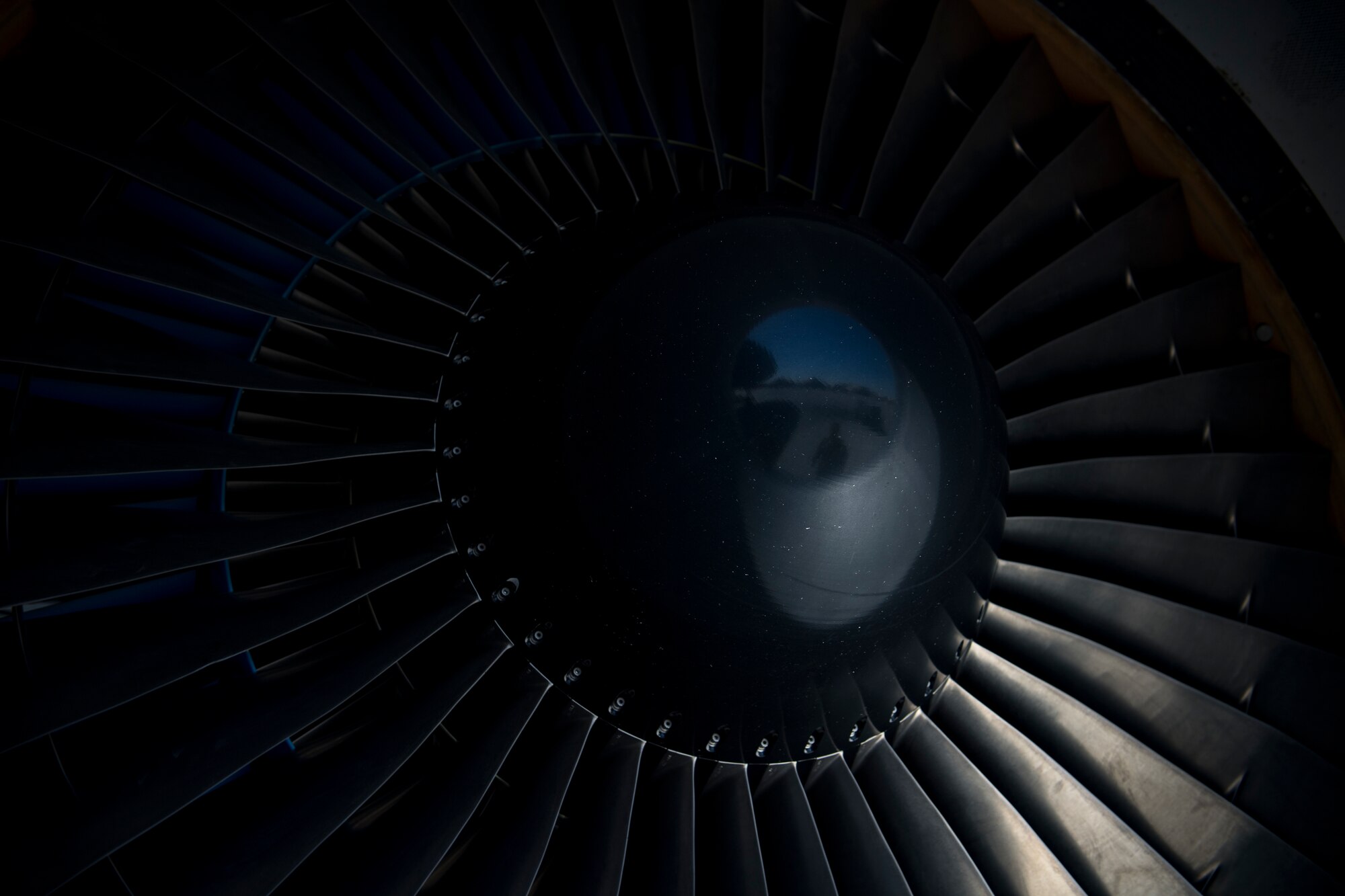 A U.S. Air Force flight engineer assigned to the 908th Expeditionary Air Refueling Squadron conducts preflight checks on a U.S. Air Force KC-10 Extender at Al Dhafra Air Base, United Arab Emirates Jan. 19, 2020.