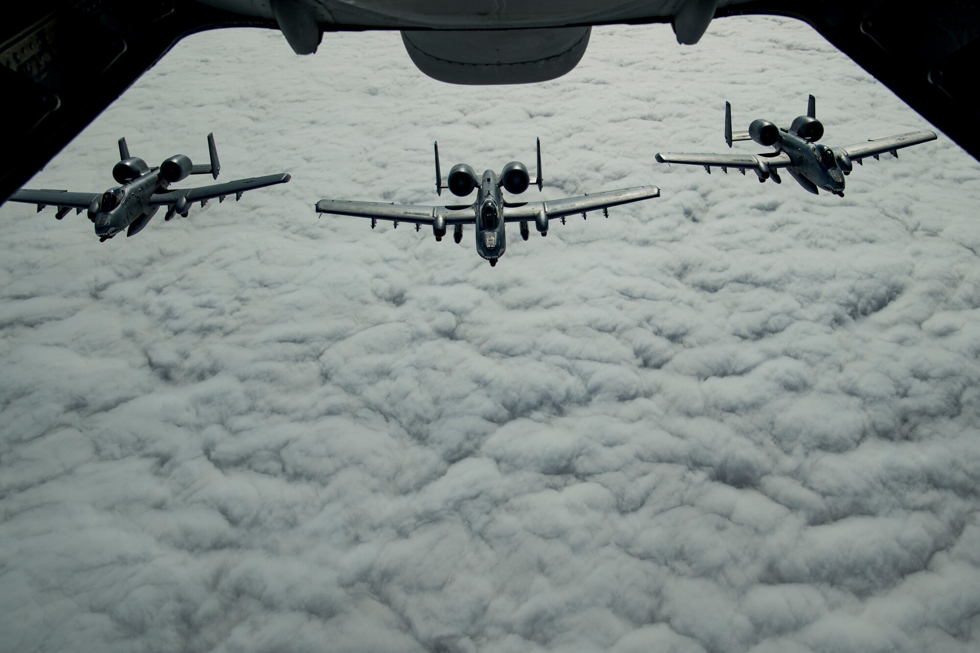 U.S. Air Force A-10 Thunderbolt IIs fly above the U.S. Central Command area of responsibility, Jan. 17, 2020.