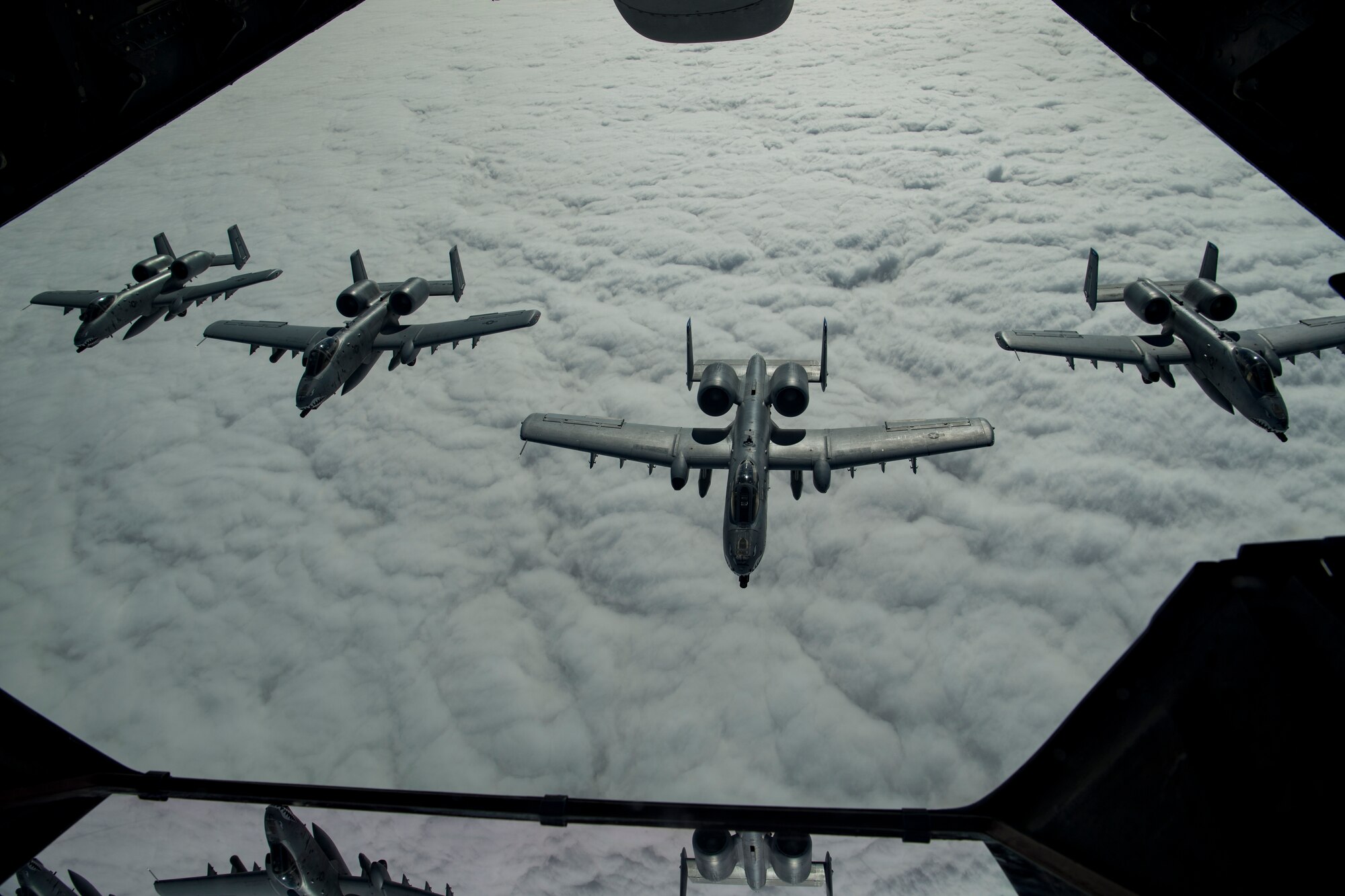 U.S. Air Force A-10 Thunderbolt IIs fly above the U.S. Central Command area of responsibility, Jan. 17, 2020.