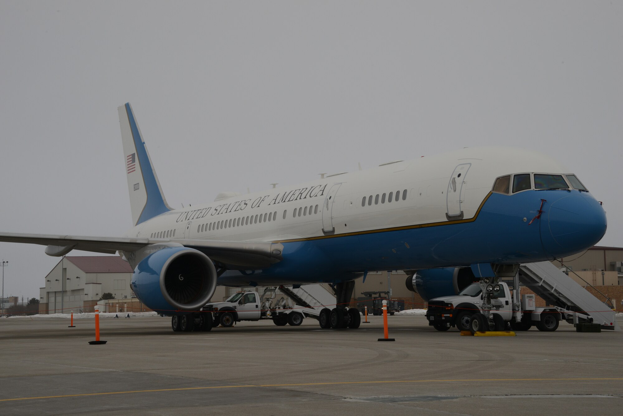 U.S. Air Force C-32 call sign “Air Force Two” on the ramp at the Iowa Air National Guard in Sioux City, Iowa on January 30, 2020