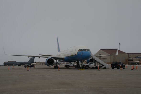 U.S. Air Force C-32 call sign “Air Force Two” on the ramp at the Iowa Air National Guard in Sioux City, Iowa on January 30, 2020.