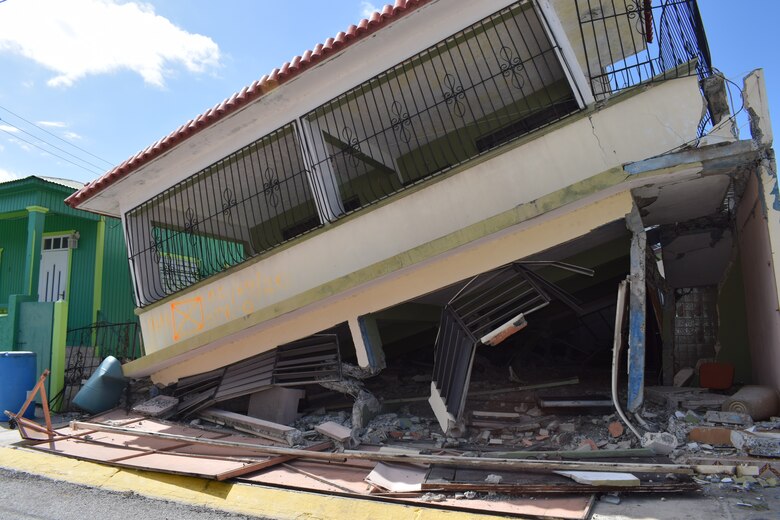 Damage to a residence in Guanica, Puerto Rico