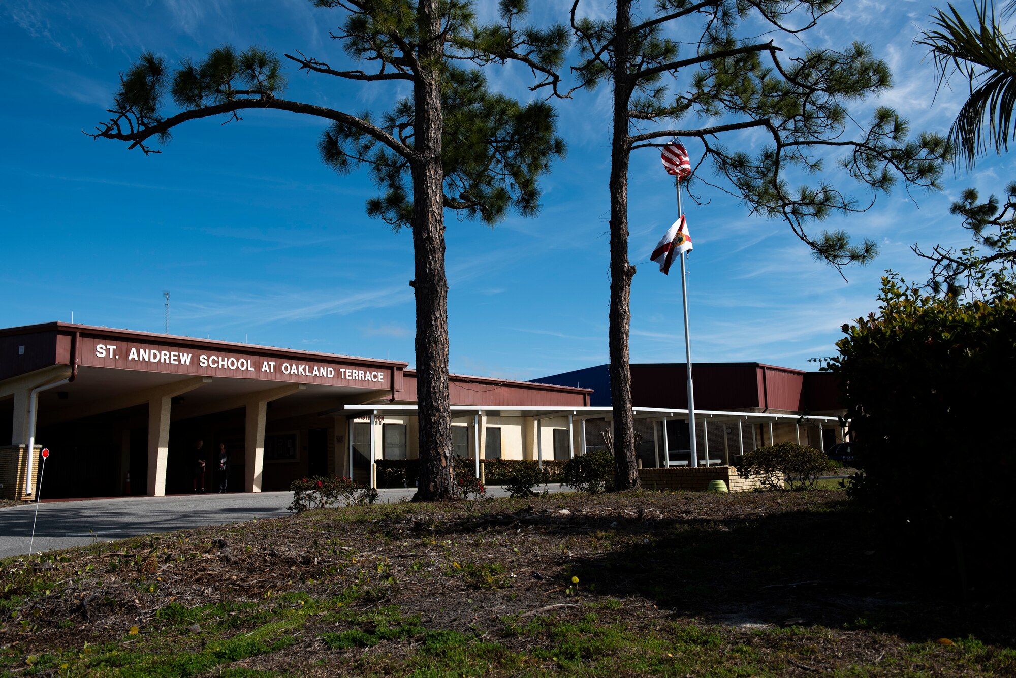 U.S. Air Force Col. Brian S. Laidlaw, 325th Fighter Wing commander, and U.S. Air Force CMSgt Kati Grabham, 325th FW command chief, visited three special purpose schools in Bay County, Panama City, Florida, Jan. 29, 2020. Laidlaw and Grabham toured multiple classrooms and functional areas to gain perspective on what accommodations are available to military families enrolled in the Exceptional Family Member Program. (U.S. Air Force photo by Staff Sgt. Magen M. Reeves)