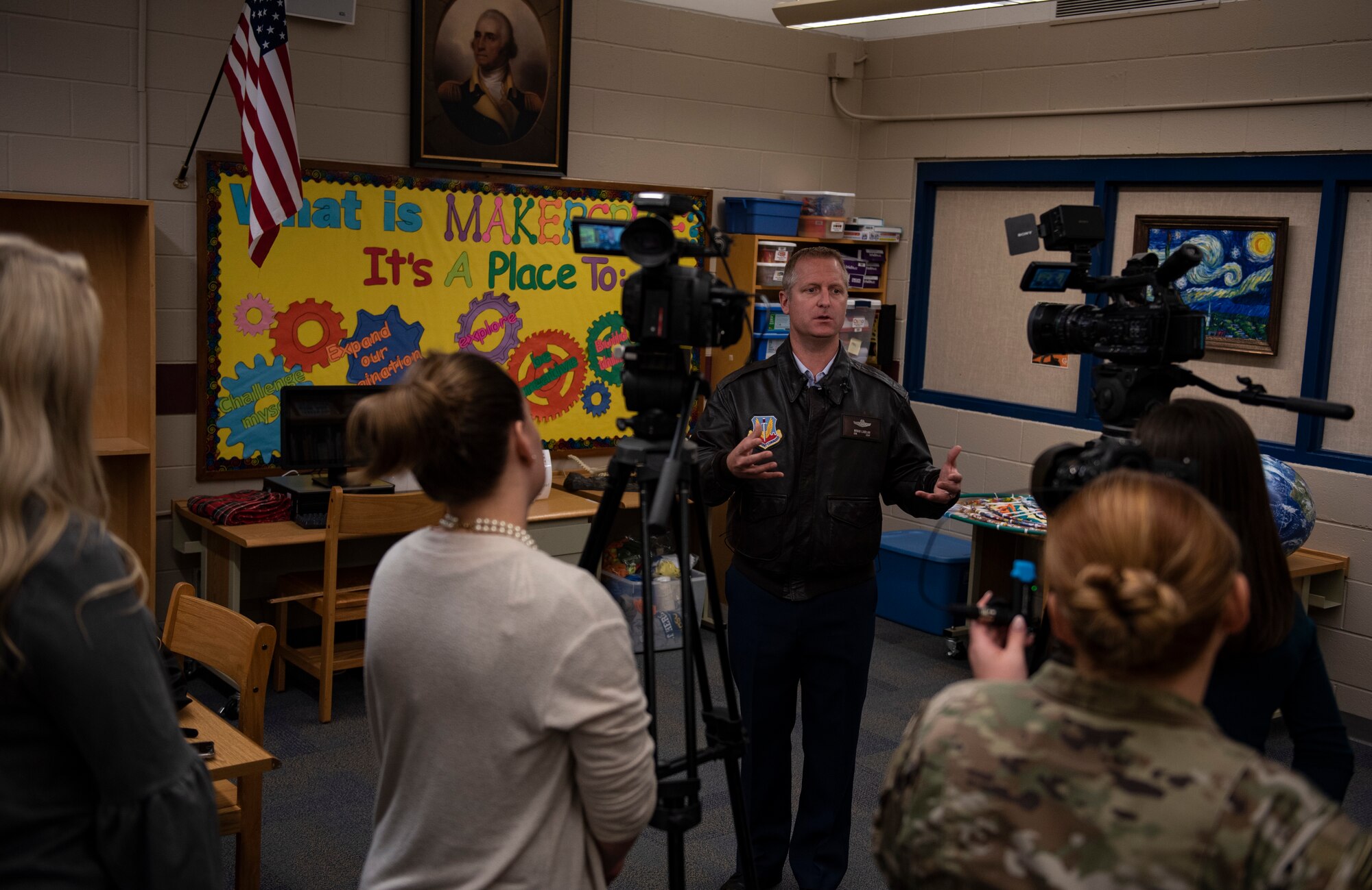 U.S. Air Force Col. Brian S. Laidlaw, 325th Fighter Wing commander, visited three special purpose schools in Bay County, Panama City, Florida, Jan. 29, 2020. Laidlaw toured multiple classrooms and functional areas to gain perspective on what accommodations are available to military families enrolled in the Exceptional Family Member Program. (U.S. Air Force photo by Staff Sgt. Magen M. Reeves)