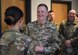 U.S. Air Force Lt. Gen. Brad Webb, commander of Air Education and Training Command, shares a laugh with Staff Sgt. Faustina Lai, 336th Training Squadron military training leader, after presenting her with a coin during an immersion tour inside the Levitow Training Support Facility at Keesler Air Force Base, Mississippi, Jan. 30, 2020. The AETC command team visited Keesler to become more familiar with the mission capabilities of the 81st Training Wing and to view the paradigm shift occurring in the training environment within the 81st Training Group. (U.S. Air Force photo by Kemberly Groue)