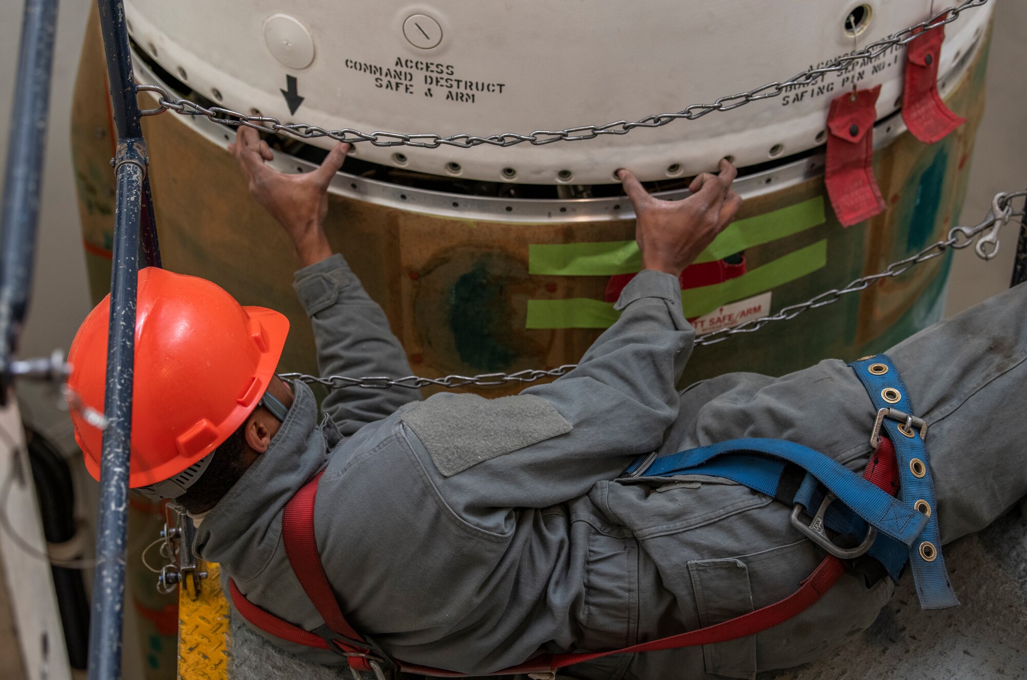 Airmen from the 90th Maintenance Group are responsible for maintaining and repairing ICBMs on alert status Dec. 18, 2019, within the F.E. Warren missile complex, as they are one of three missile bases part of Air Force Global Strike Command. The Minuteman III, on alert at all three bases, replaced the Peacekeeper at F.E. Warren in the 1970s. (U.S. Air Force photo by Senior Airman Abbigayle Williams)