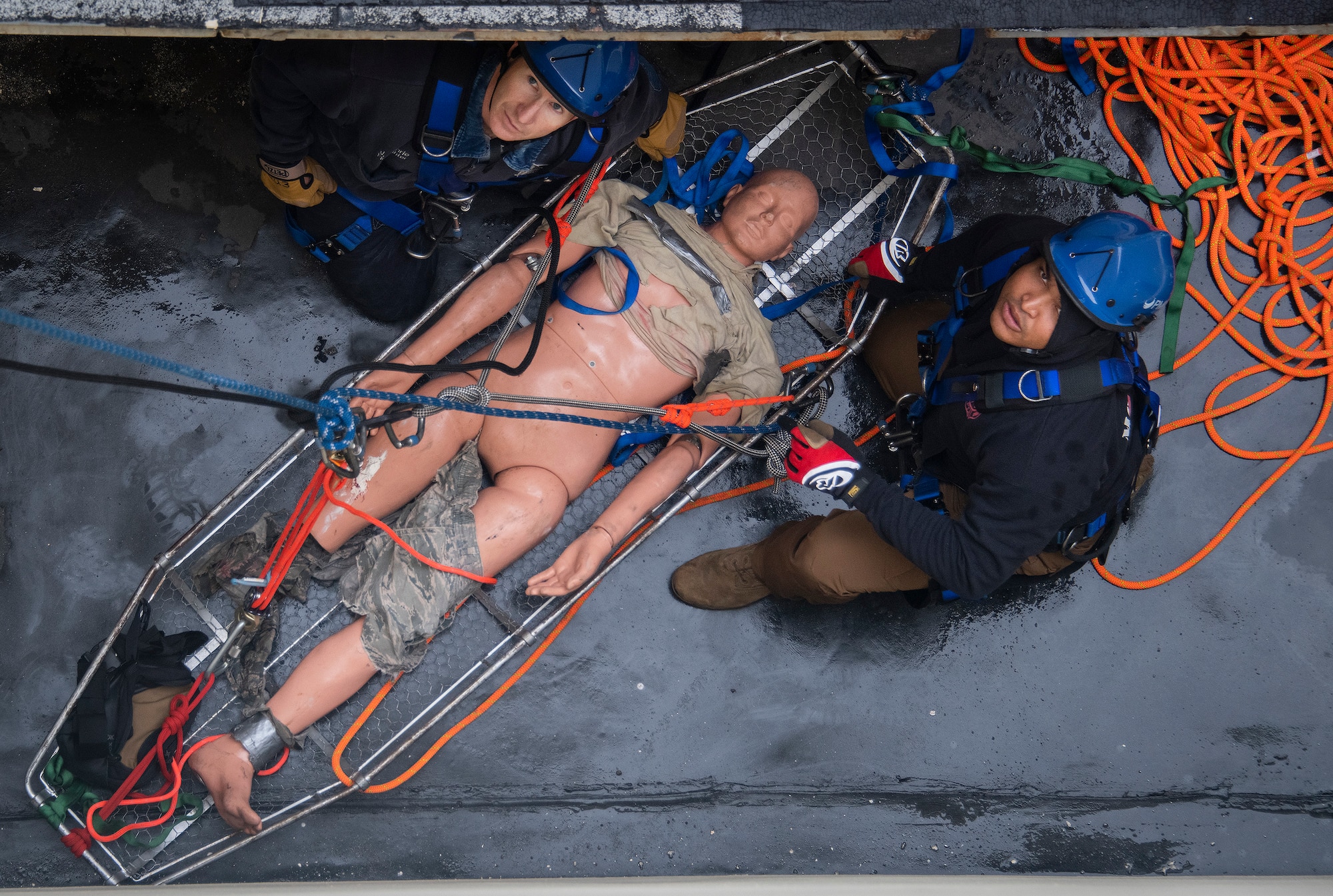 On the ropes: firefighters complete advanced rescue course > Air