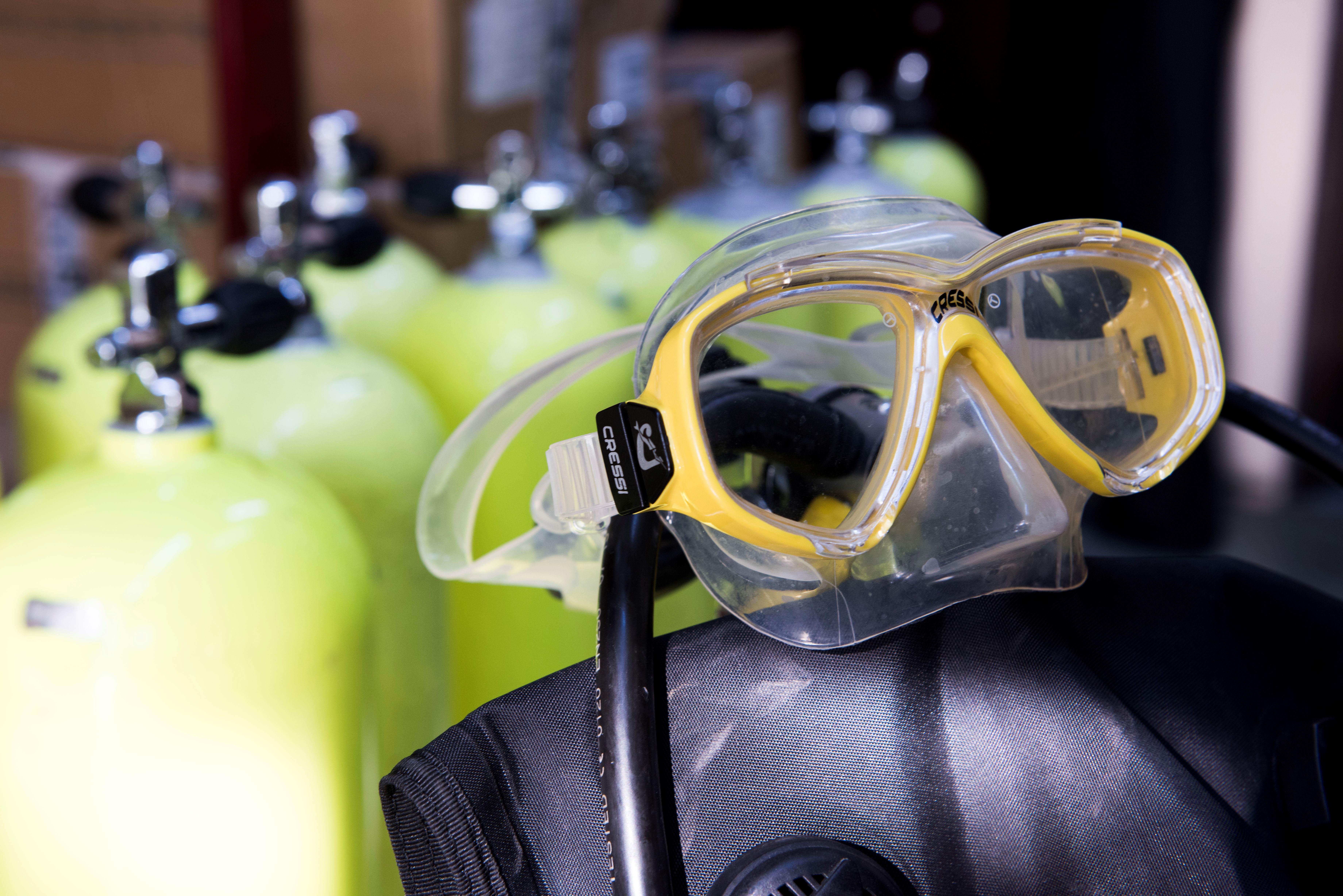 Scuba gear is seen during a training class