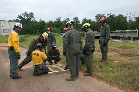 United States Marines and Sailors with Chemical Biological Incident Response Force (CBIRF) conduct training during Scarlett Response 2020 at Guardian Centers, Perry, Ga., from June 15 – 19, 2020. The purpose of Scarlett Response is to give CBIRF personnel realistic training scenarios in order to maintain the highest state of readiness, so if called upon CBIRF can provide expeditious and effective aid. (Marine Corps photo by Lance Cpl. Graham)