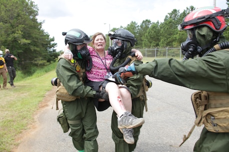 United States Marines and Sailors with Chemical Biological Incident Response Force (CBIRF) conduct training during Scarlett Response 2020 at Guardian Centers, Perry, Ga., from June 15 – 19, 2020. The purpose of Scarlett Response is to give CBIRF personnel realistic training scenarios in order to maintain the highest state of readiness, so if called upon CBIRF can provide expeditious and effective aid. (Marine Corps photo by SSgt. Kristian Karsten)