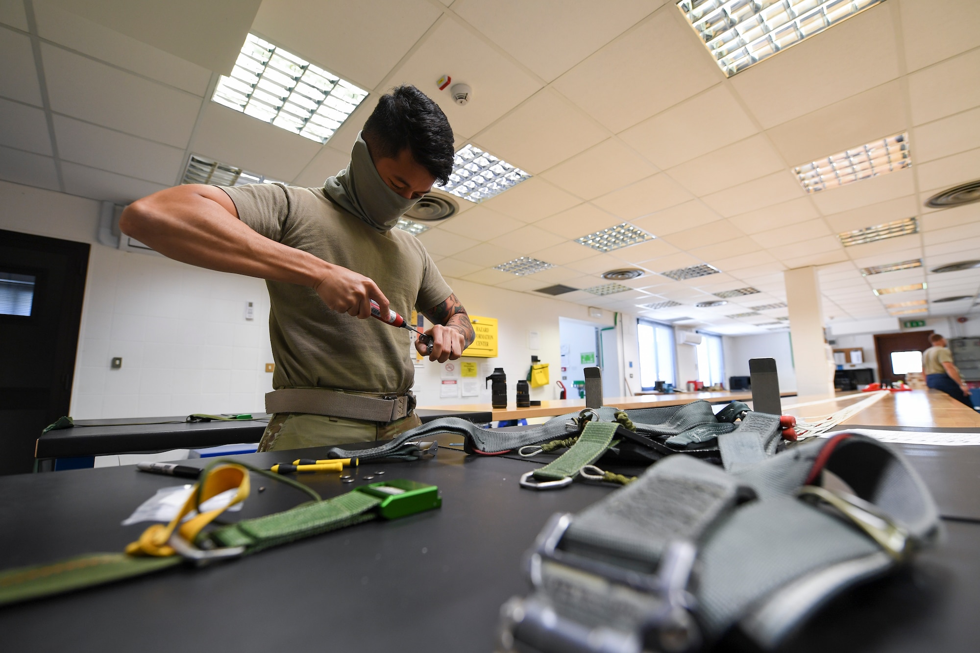 Aircrew flight equipment manages, maintains and inspects gear the pilots wear, as well as gear placed inside the aircraft to maximize survivability in the event an aircrew member egresses during an emergency.