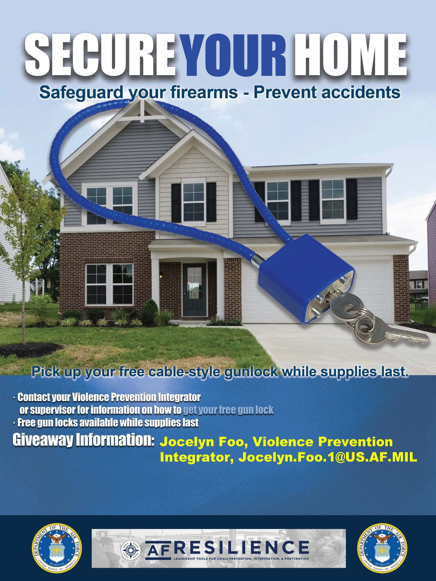 Time-Based Prevention is a new approach to suicide prevention intended to reduce the hazard of firearms being readily available when an Airman is in distress. Free gun locks are available via the Hanscom Violence Prevention Integrator. (Courtesy Graphic)