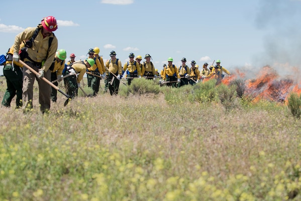 Approximately 40 Idaho Citizen-Solders are now equipped with the knowledge and training to fight wildland fires, as the Idaho National Guard hosted its first wildland firefighting training course at Gowen Field, Idaho, June 15-19 and June 22-26, 2020. Although Gowen Field and the Orchard Combat Training Center fire departments have qualified wildland firefighters, this is the first time the five-day courses have been offered to non-firefighter Guardsmen, enabling them the opportunity to earn an Incident Qualification Card, commonly known as a Red Card certification.