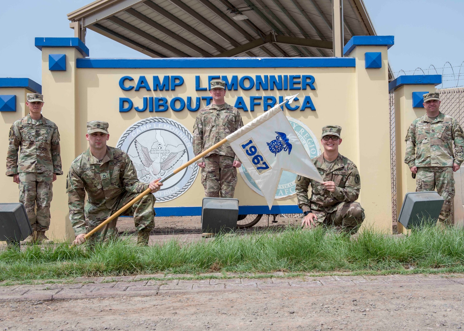 Members of the Wisconsin National Guard’s 1967th Contingency Contracting Team are serving at Combined Joint Task Force Horn of Africa, providing contracting support to U.S. forces in the region. Pictured, left to right: Capt. James Hedman, Sgt. 1st Class Curtis Clements, Capt. Gary Brown, Sgt. Brookelyn Nelson and Master Sgt. Zachary Tevis.