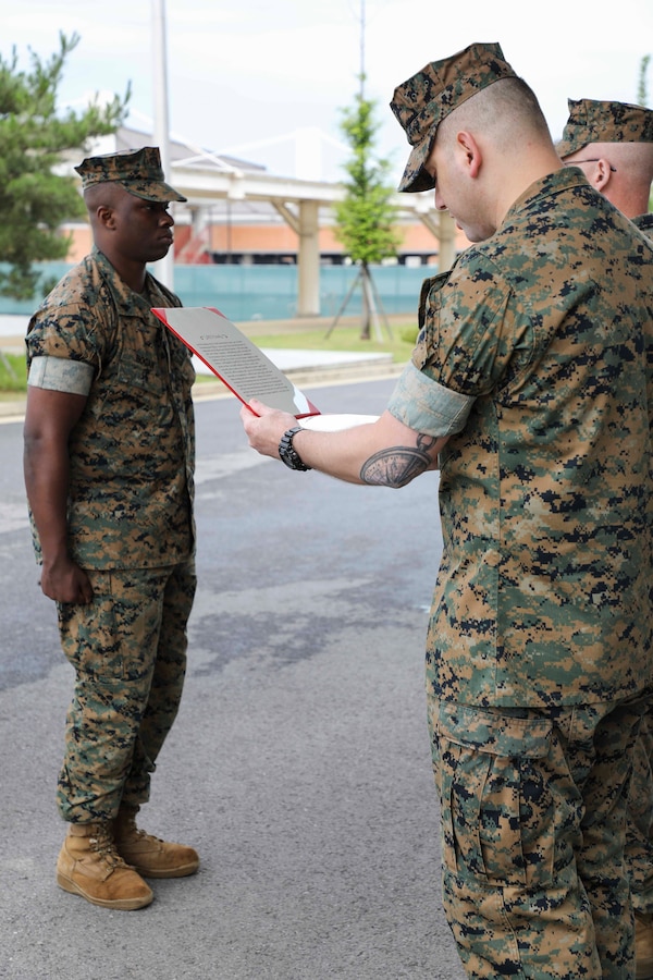 Congratulations to Sgt Adrian Hogan on becoming a Sergeant of Marines! Sgt Hogan’s dedication and resiliency reflects the depth of his character and exemplifies what it means to be a Sergeant in the U.S. Marine Corps. Semper Fi Marine! (U.S. Marine Corps Photo by Sgt. Parker R. Golz)