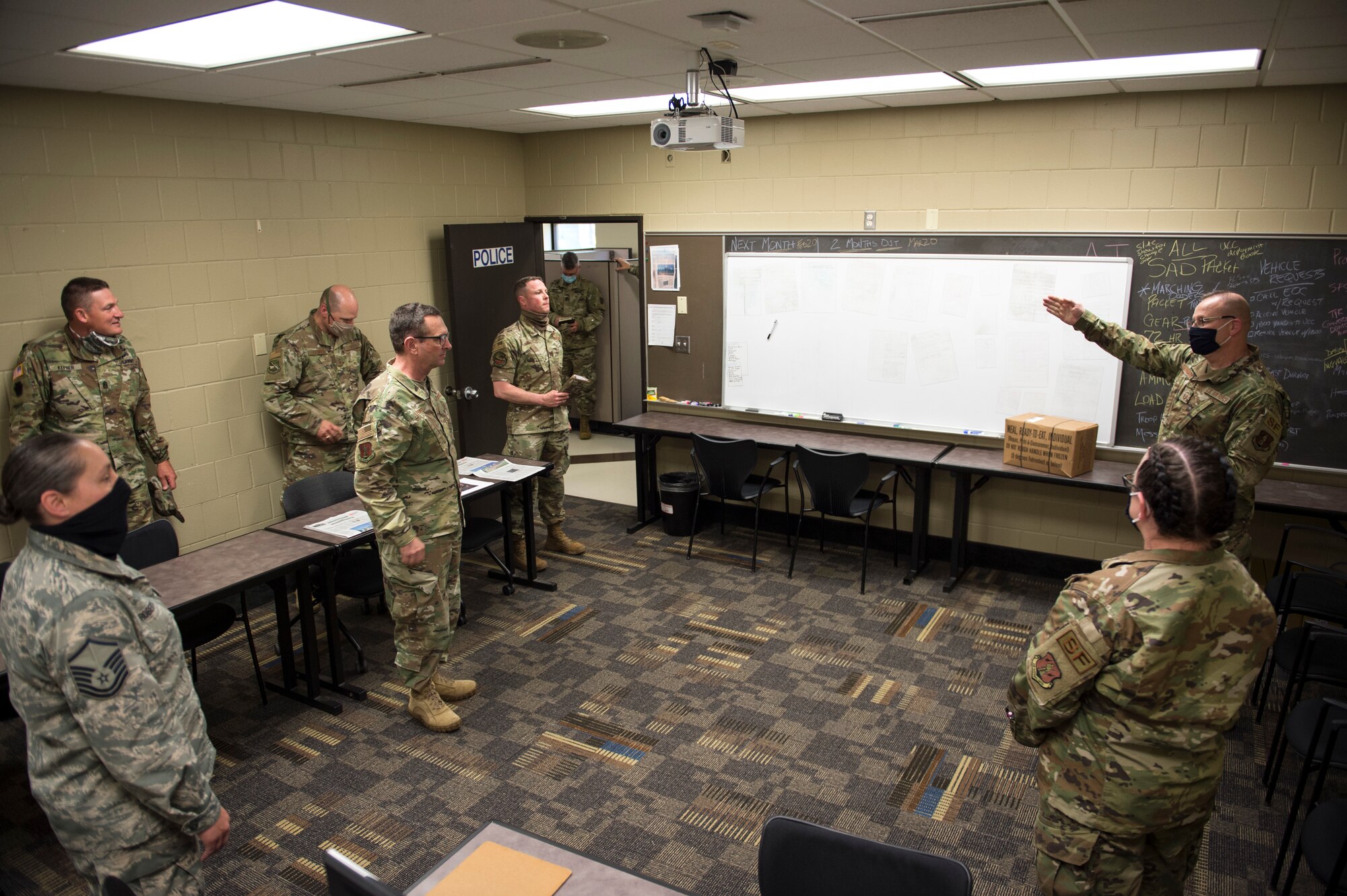 U.S. Air Force Airmen from the 133rd Security Forces Squadron, spoke to U.S. Air Force U.S. Air Force Gen. Joseph L. Lengyel, Chief of the National Guard Bureau, in St. Paul, Minn., June 17, 2020.