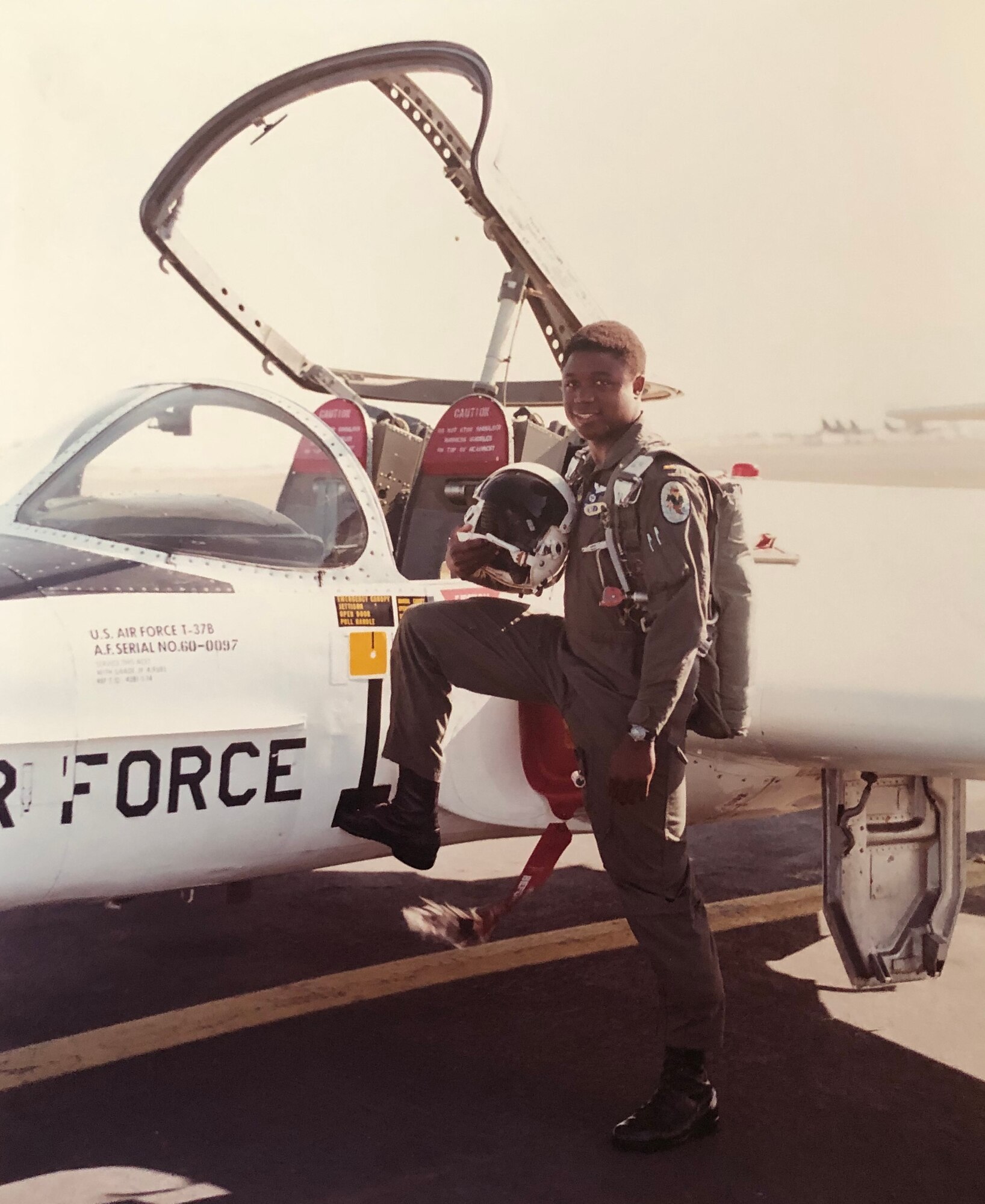 A photo of Col. Patrick Campbell as a young lieutenant at navigator training at Mather Air Force Base, Calif. in the summer of 1981. After graduating, Campbell went on to fly in the backseat of the F-4G Wild Weasel as an electronic warfare officer. Campbell recently served as the 94th Operations Group commander before retiring this week at the end of a 34-year career. (Courtesy photo)