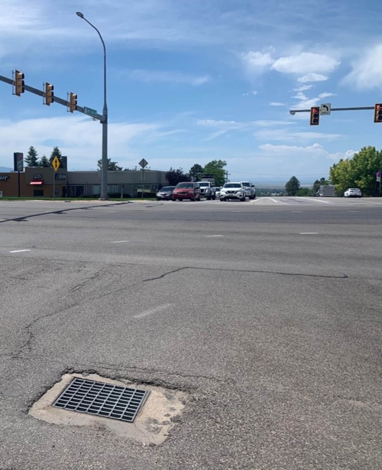 The intersection of UT-193 and Hill Field Road outside the  South Gate at Hill Air Force Base, Utah.