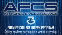 Blue graphic with Air Force's Personnel Center shield and large text across the top reading, "AFCS"