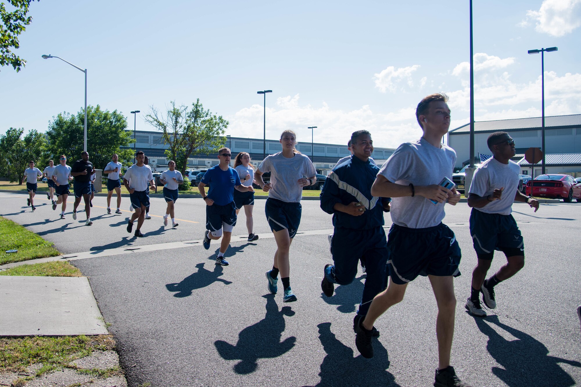 Port Dawgs from the 436th Aerial Port Squadron begin the memorial run June 29, 2020, at Dover Air Force Base, Delaware. The Port Dawg Memorial 5K is a career field-wide tradition that has been held for nearly two decades, typically during National Transportation Week; however, this year’s timeline was adjusted due to COVID-19. (U.S. Air Force photo by Airman 1st Class Faith Schaefer)