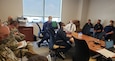 Planners with the Pennsylvania National Guard attend a meeting at the Pennsylvania Emergency Management Agency headquarters in Harrisburg, Pa., along with representatives from FEMA, Pennsylvania Department of Health, and others on July 1, 2020. Several Pennsylvania National Guard Soldiers integrated with PEMA’s Incident Management Team in early March to assist in planning the agency’s COVID-19 response.