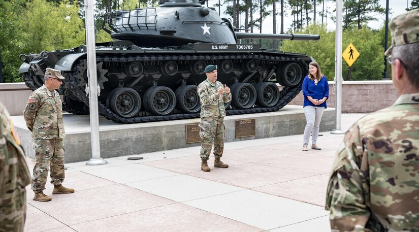 USARCENT leadership presented Katrin Galeano with the Meritorious Public Service Medal, the third highest honors the Department of the Army can award to a private citizen. The award celebrates Galeano’s exceptional public service in support of her military spouse, families, civilians, the local Sumter community and the military community across the globe.