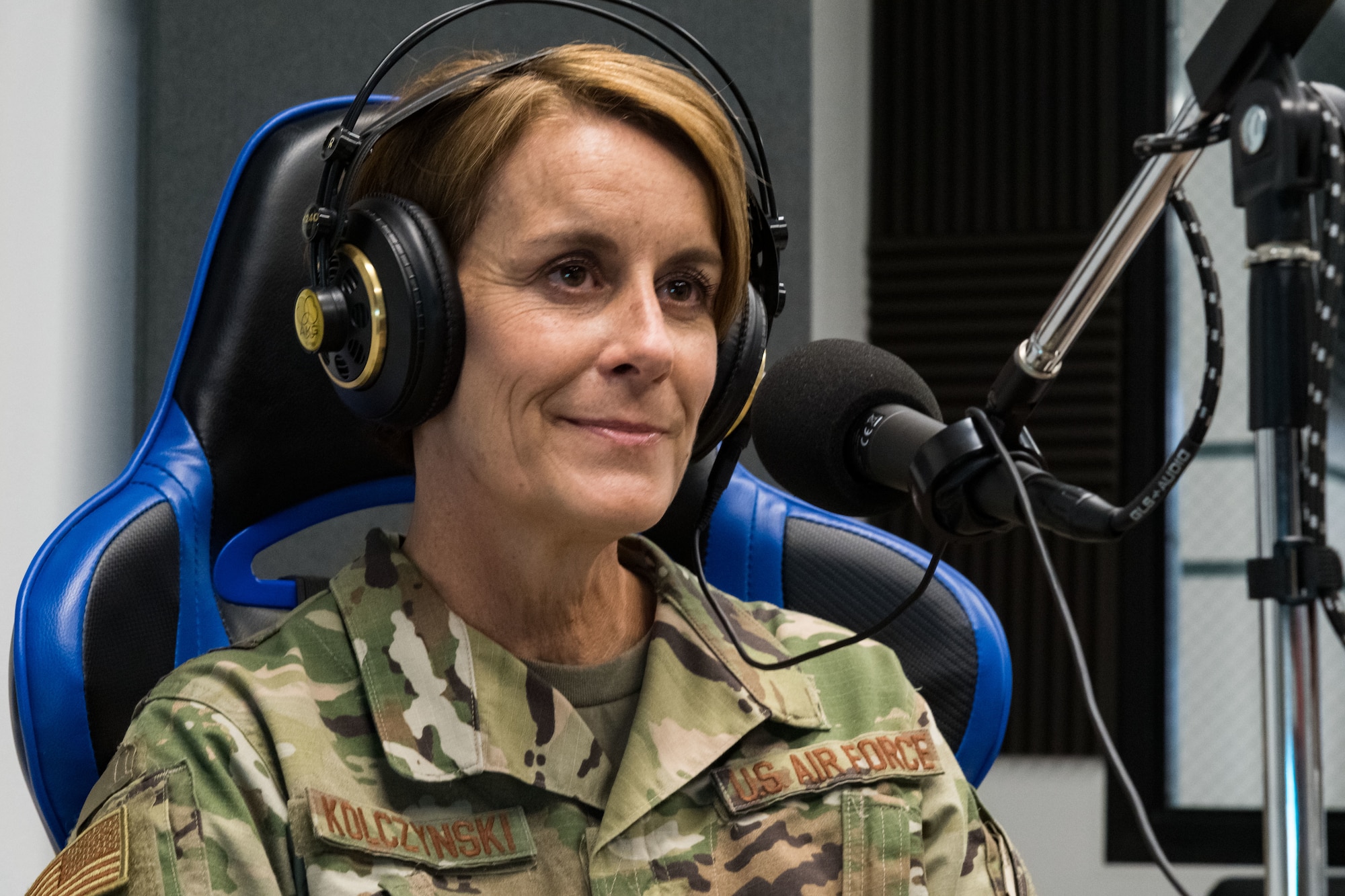 Chief Master Sgt. Dawn Kolczynski, U.S. Air Force surgeon general chief of medical operations, was a guest speaker for a podcast from Dover’s Bedrock Innovation Lab, June 26, 2020, at Dover Air Force Base, Delaware. Kolczynski talked to podcast listeners about innovation and leadership, along with Lt. Gen. Dorothy Hogg, U.S. Air Force surgeon general. (U.S. Air Force photo by Roland Balik)