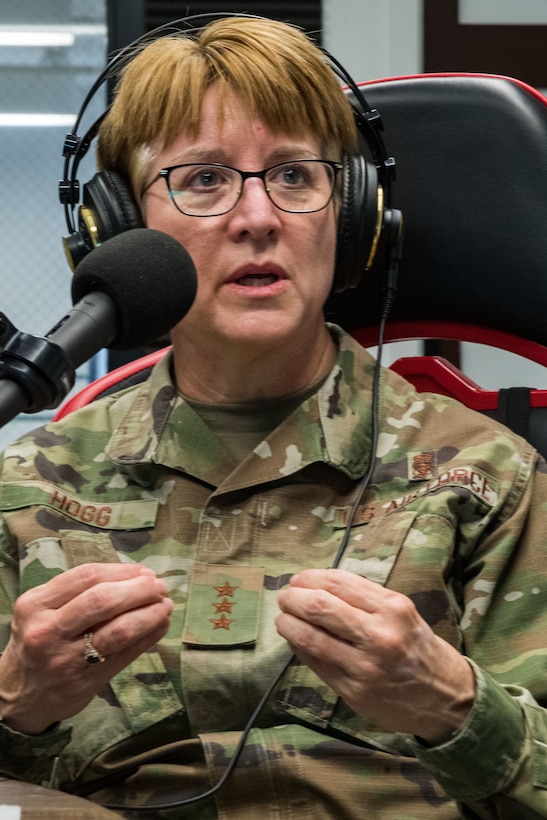 Lt. Gen. Dorothy Hogg, U.S. Air Force surgeon general, was a guest speaker for a podcast from Dover’s Bedrock Innovation Lab, June 26, 2020, at Dover Air Force Base, Delaware. Hogg talked to podcast listeners about COVID-19, innovation and leadership from her perspective. (U.S. Air Force photo by Roland Balik)