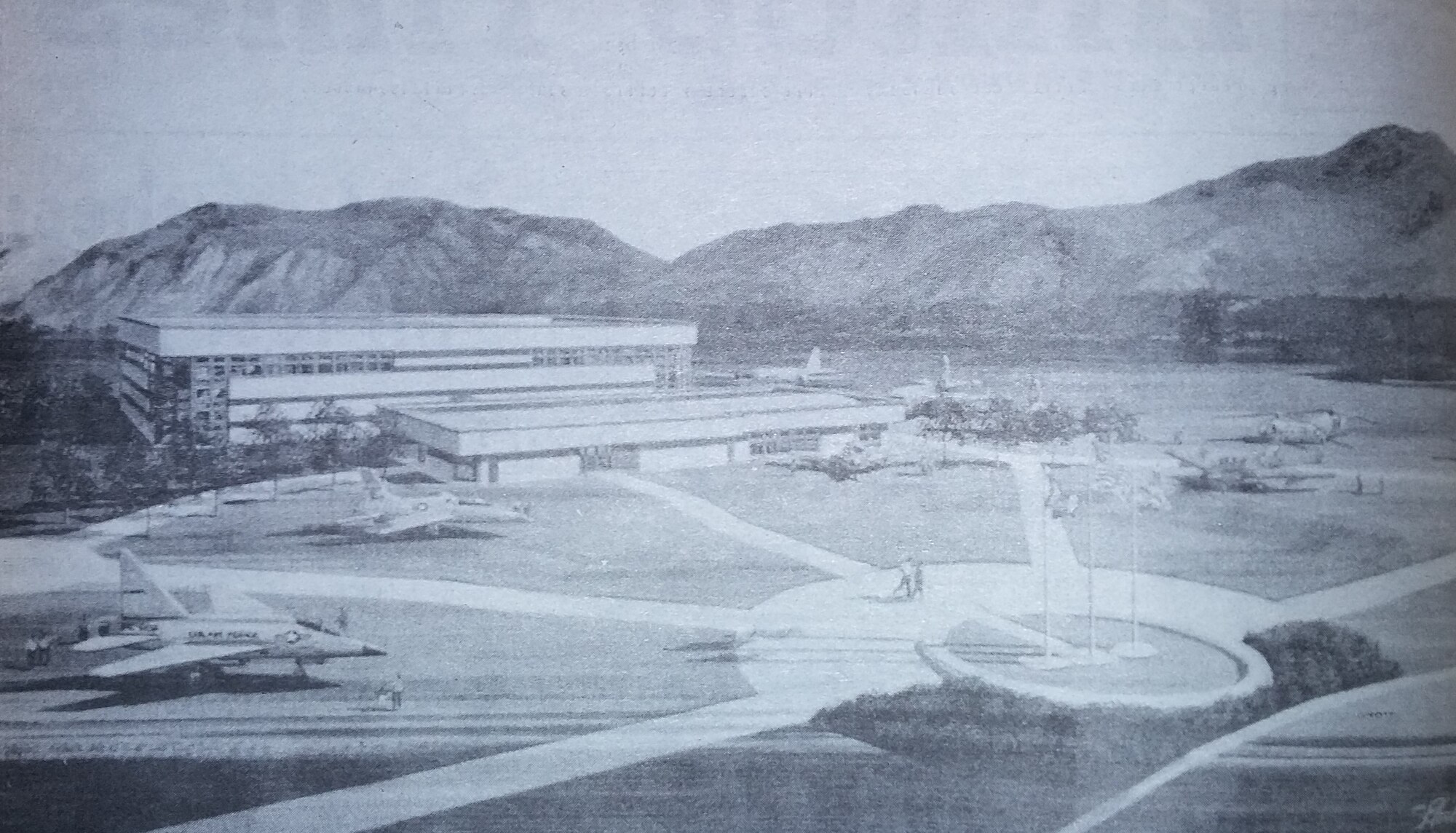 This illustration is an artist’s conception of what the Hill Aerospace Museum would look like after construction, as shown in the Hilltop Times issue published on March 23, 1990.