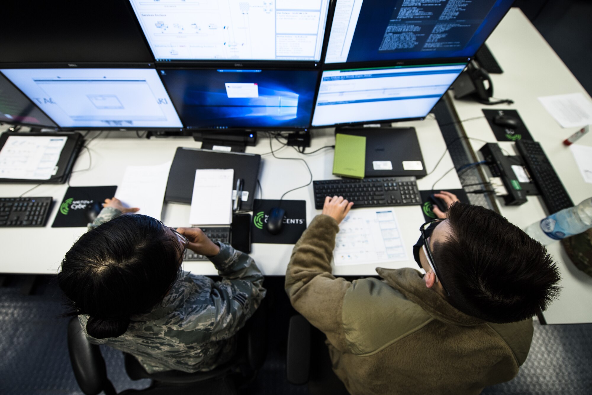 Photo of Airmen using computer