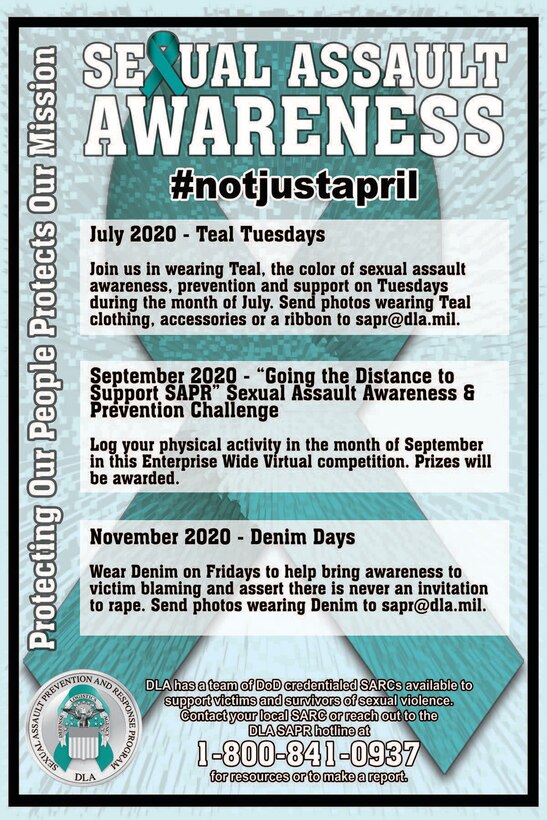 A flyer for the upcoming events organized by the Defense Logistics Agency Sexual Assault Prevention and Response program.