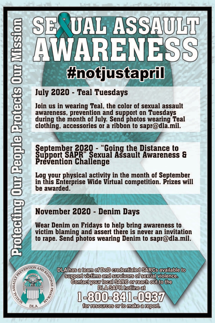 A flyer for the upcoming events organized by the Defense Logistics Agency Sexual Assault Prevention and Response program.