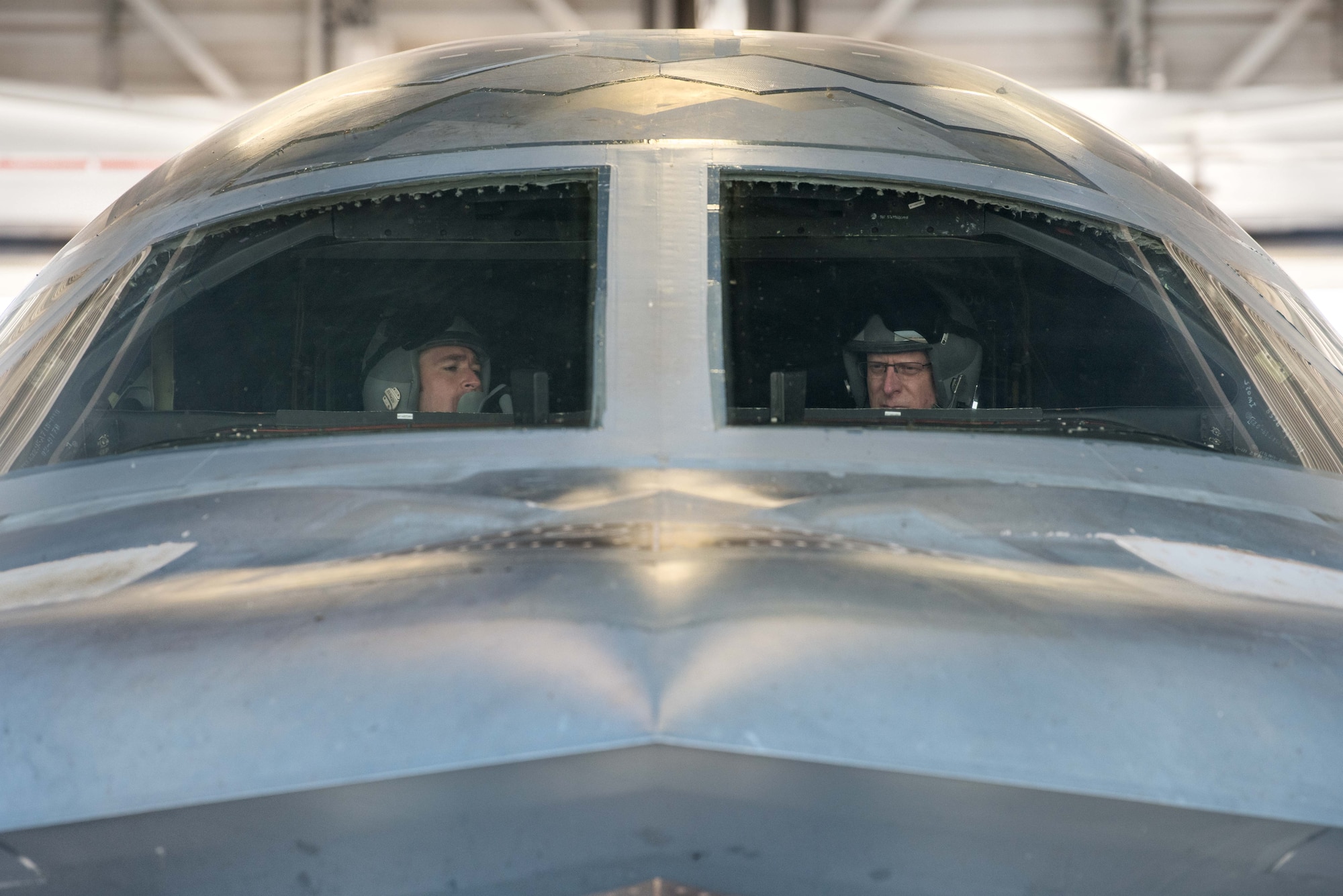 U.S. Air Force Maj. Gen. Mark Weatherington, the 8th Air Force and Joint-Global Strike Operations Center commander, prepares to take off in a B-2 Spirit Stealth Bomber at Whiteman Air Force Base, Missouri, June 29, 2020. Eighth Air Force controls long-range nuclear-capable bomber assets throughout the United States and overseas locations. Its flexible, conventional and nuclear deterrence mission provides the capability to deploy forces and engage enemy threats from home station or forward positioned, anywhere, any time. (U.S. Air Force photo by Senior Airman Thomas Barley)