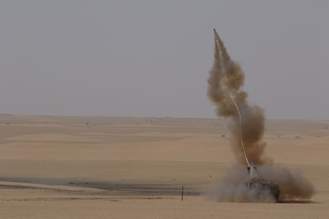 30th Armored Brigade Combat Team Soldier's conduct training with Mine Clearing Line Charge in Kuwait on June 17, 2020. The Mine Clearing Line Charge is a line of explosives used to detonate mines in the ground. (U.S. Army photo by Sgt. Andrew Winchell)