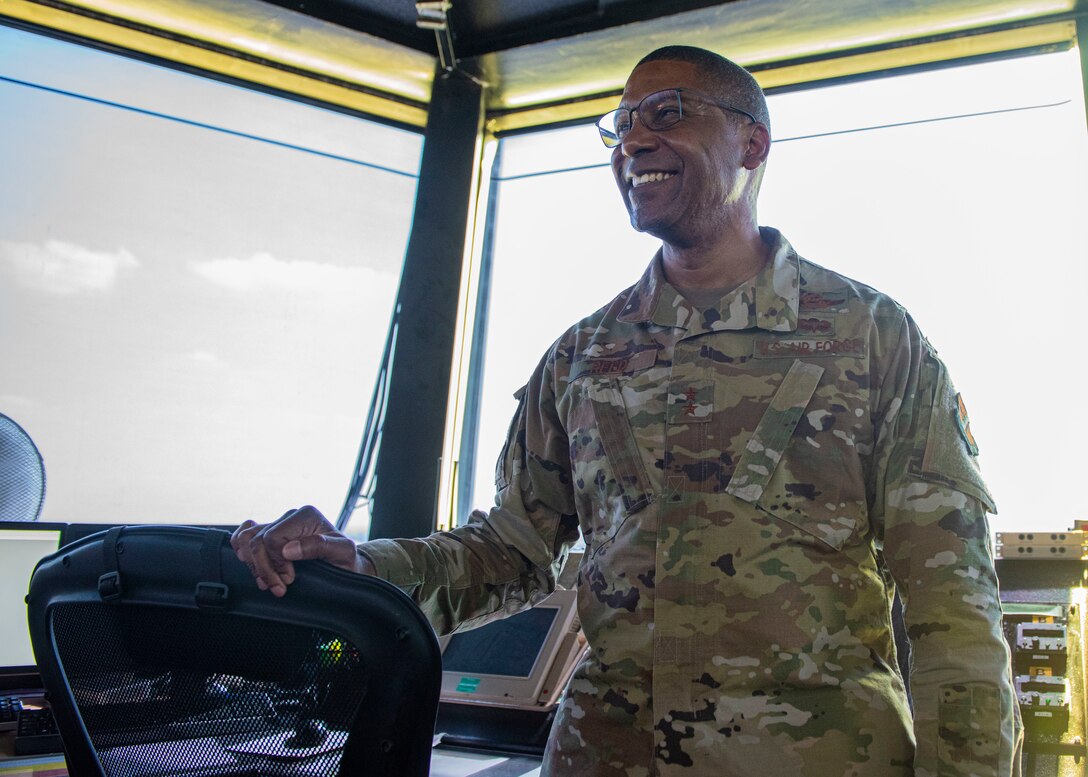 U.S. Air Force Maj. Gen. Randall Reed, 3rd Air Force commander, visits the 39th Operations Support Squadron Air Traffic Control tower, at Incirlik Air Base, Turkey. Reed was previously the Senior Defense Official and Defense Attaché in Ankara, Turkey. (U.S. Air Force photo by Senior Airman Matthew Angulo)