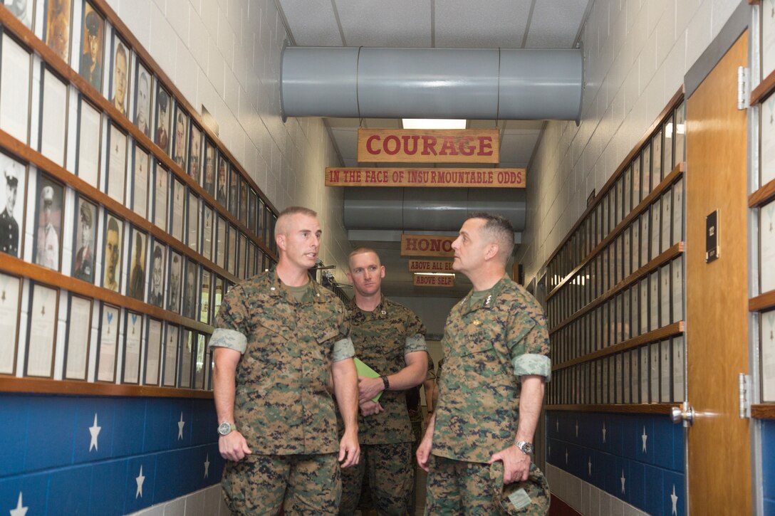 Lt. Gen. Michael A. Rocco, Deputy Commandant for Manpower and Reserve Affairs, visits Drill Instructor School on Marine Corps Recruit Depot Parris Island, on April 11, 2019. Rocco visited Parris Island to meet with Marines and senior leadership to discuss the overall conditions of the island and future of recruit training.