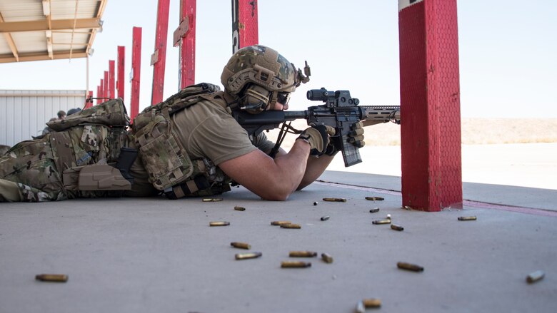 A photo of Airmen training combat marksmanship