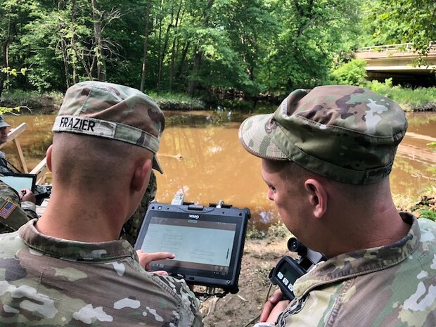 Mobile Computing Supports Field Applications. Soldiers access geospatial data in the field. Geospatial data is accessible from multiple computing environments.