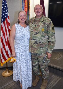 Command Sgt. Maj. Joseph L. Cecil and his wife Julie say farewell to Regional Health Command-Central and the Army after 32 years of service.