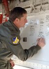 Brig. Gen. David Goldfein, 49th Fighter Wing commander, signs the bay door of one of the retiring F-117A Nighthawks, March 12, 2007, on Holloman Air Force Base, N.M. Six Nighthawks retired to Tonopah Test Range, Nevada, March 12, 2007.