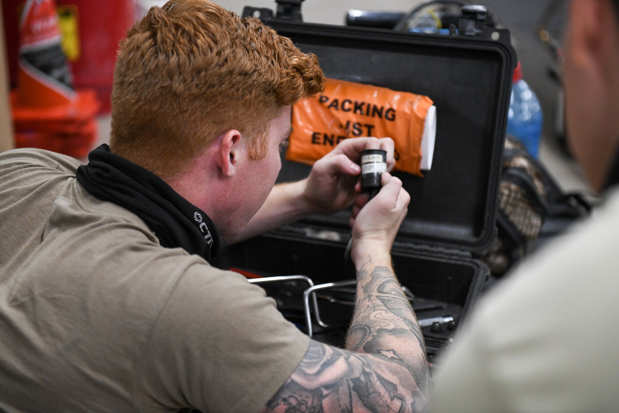 Senior Airman Jack Hettich, 310th Aircraft Maintenance Unit avionics technician, takes inventory of drill bits June 24, 2020, at Luke Air Force Base, Ariz.