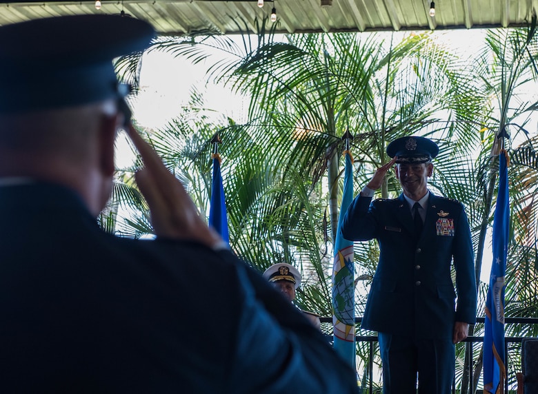 Gen. Kenneth S. Wilsbach receives his first salute as Pacific Air Forces’ newest commander during a Change of Command Ceremony on Joint Base Pearl Harbor-Hickam, Hawaii, July 8, 2020. Prior to taking the command at PACAF, Wilsbach served as the Commander, 7th Air Force and Deputy Commander, U.S. Forces Korea. Other assignments included, Commander, Alaskan Region, North American Aerospace Defense Command, Commander, Alaskan Command, U.S. Northern Command and Commander, 11th Air Force. (U.S. Air Force photo by Staff Sgt. Hailey Haux)
