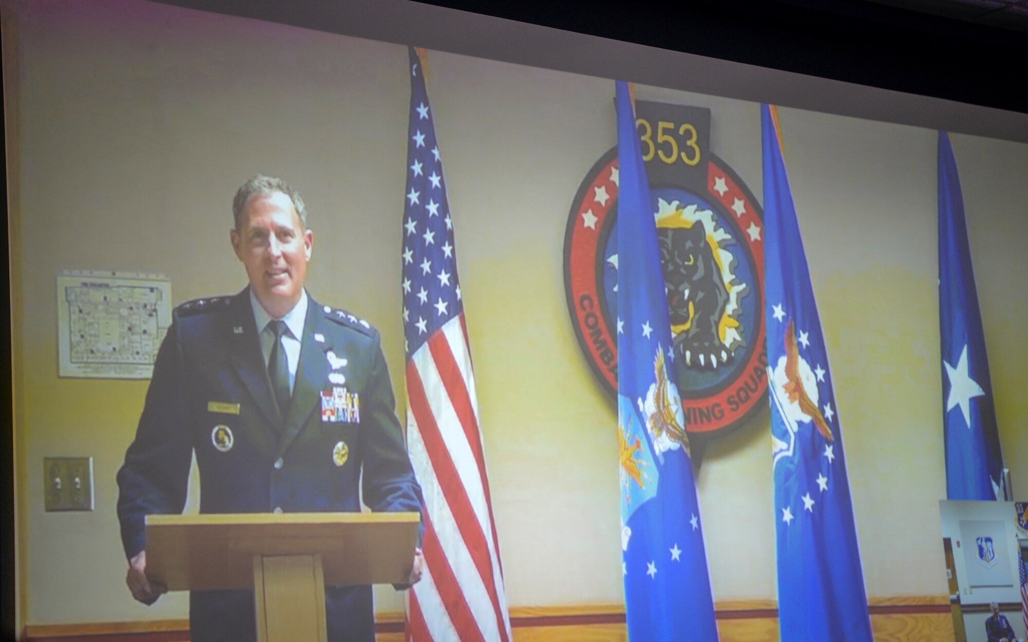 U.S. Air Force Lt. Gen. David. A Krumm, 11th Air Force commander, offers remarks during a change of command ceremony July 8, 2020, at Andersen Air Force Base, Guam.