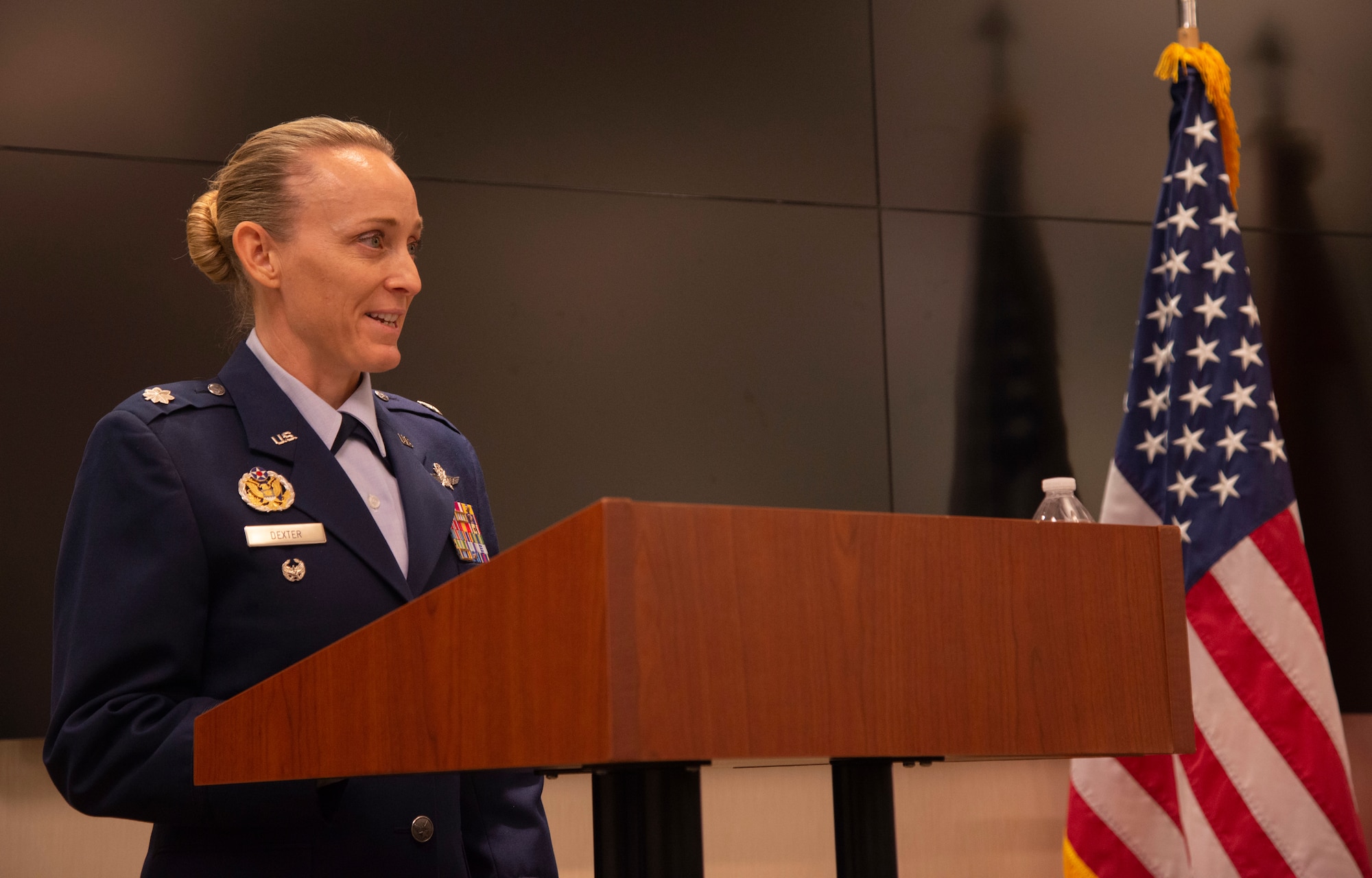 CHEYENNE MOUNTAIN AIR FORCE STATION, Colo. – Lt. Col. Heidi L. Dexter assumes command of the 21st Communications Squadron at Cheyenne Mountain Air Force Station, Colorado, July 8, 2020. Dexter entered the U.S. Air Force in 2001 as a communications officer and was previously assigned as the Chief Knowledge Management officer at Barksdale AFB, Louisiana. (U.S. Air Force photo by Airman First Class Alexus Wilcox)