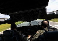 Capt. Ana Ekhaus, a C-17 Globemaster III pilot assigned to the 15th Airlift Squadron at Joint Base Charleston, S.C., conducts a local pattern-only flight over S.C., June 24, 2020. Capt. Ekhaus conducted “touch and go’s” at Myrtle Beach International Airport, S.C. and GOAT’s, or go out again training, at Joint Base Charleston’s North Auxiliary Field, S.C.. The flight was part of her upgrade training as she prepares to go to C-17 Globemaster III aircraft commander school at Altus AFB, Okla..