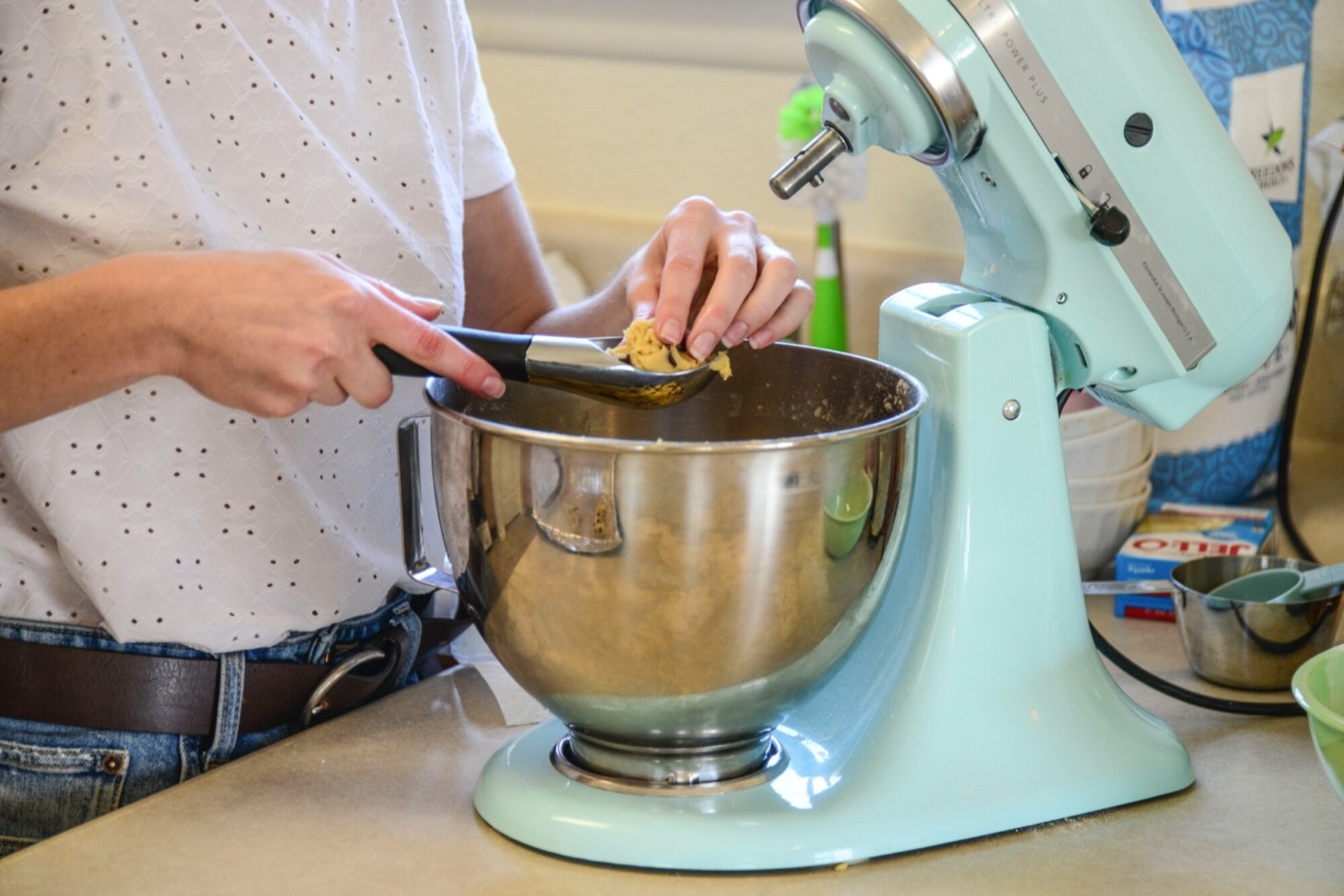 Woman bakes cookies