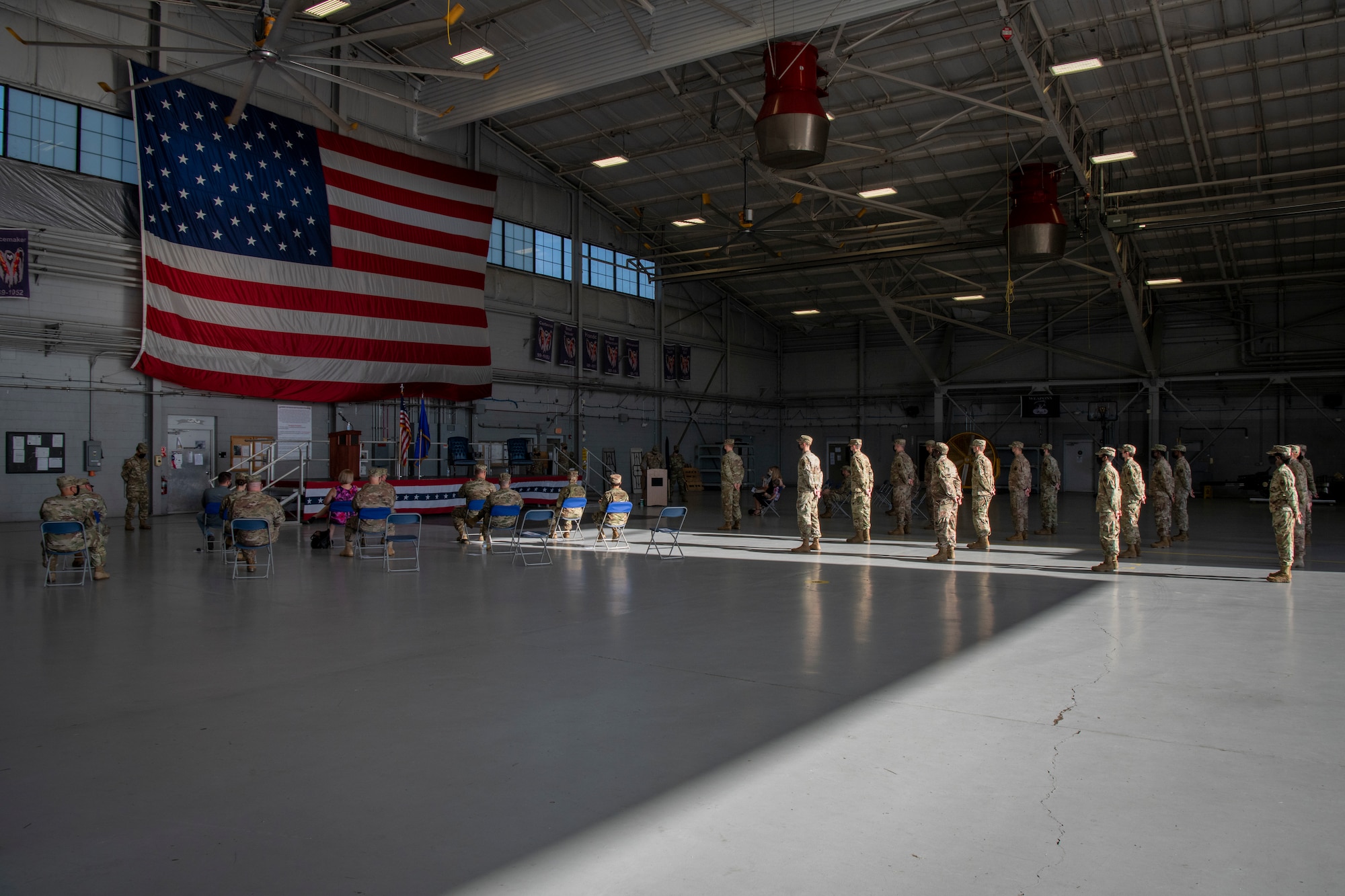 Air Commandos with the 1st Special Operations Wing gather for the 1st Special Operations Munitions Squadron activation ceremony at Hurlburt Field, Florida, July 8, 2020.
