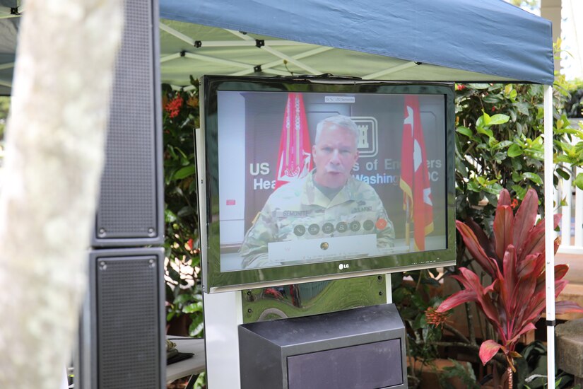 Lt. Gen. Todd T. Semonite, chief of engineers and commanding general of USACE, virtually hosted the U.S. Army Corps of Engineers, Pacific Ocean Division Change of Command and Responsibility Ceremony from Washington D.C., due to COVID-19 social distancing protocols.