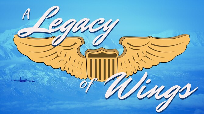 A digital art piece that has the pilot wings and the title of the article 'A legacy of wings'.